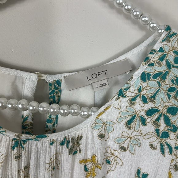 LOFT White & Green Floral Print Dress Small - Picture 2 of 7
